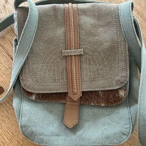 Mona B Green and Brown Crossbody Bag